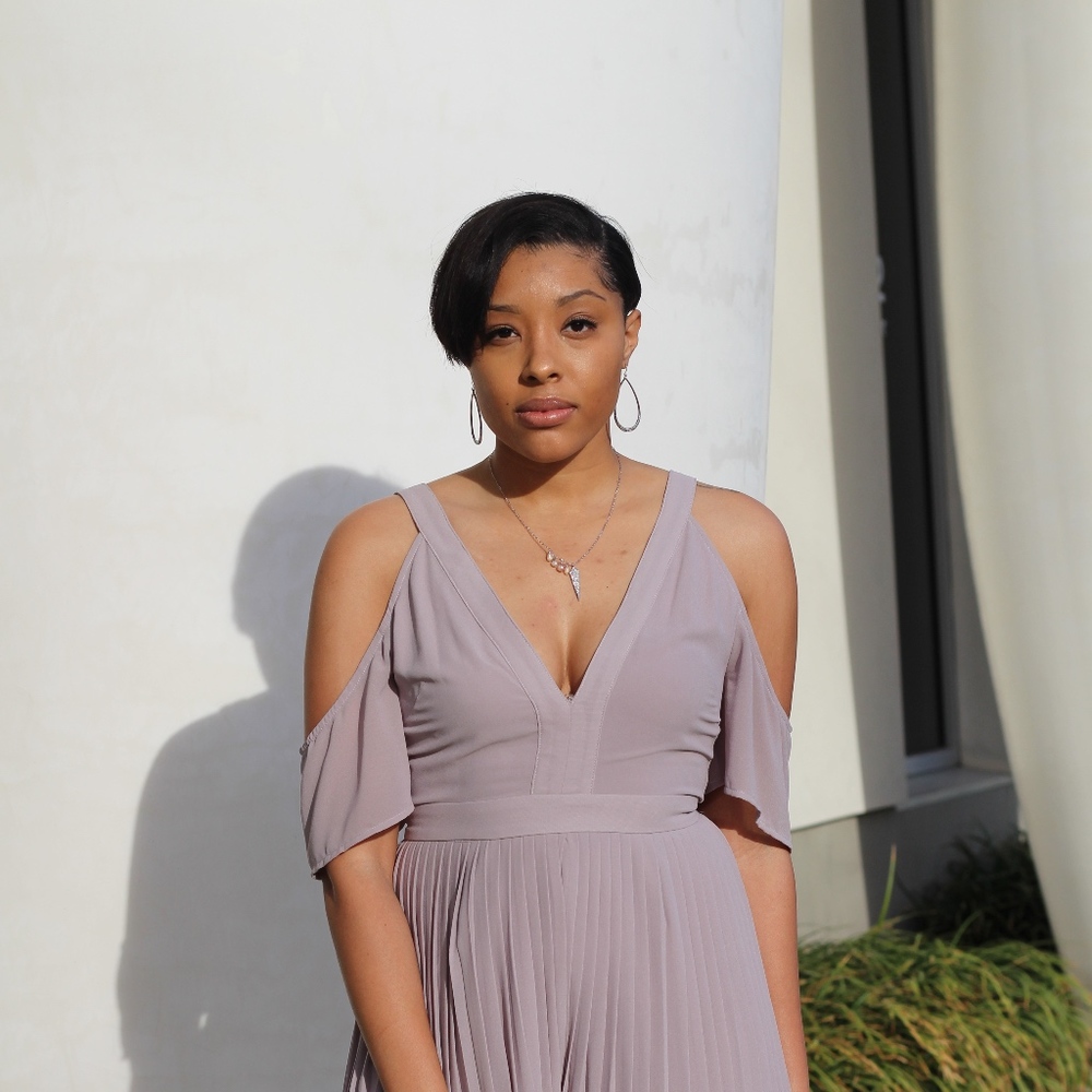Gray Pleated Romper